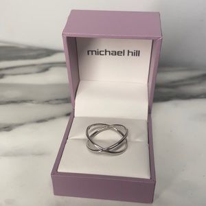 NWB Michael Hill Sterling Silver Crossover Ring, 7